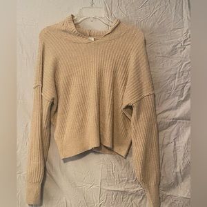 Pink Rose Cream Hooded Sweater; M